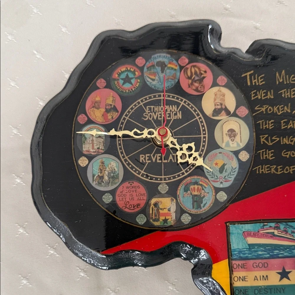 Vintage Rastafarian Africa Map Wall Clock - Handcrafted Pan-African Art